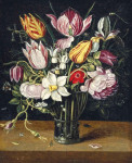 ₴ Репродукция натюрморт от 237 грн.: Букет цветов в стеклянном бокале на столе