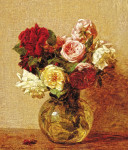 ₴ Репродукция натюрморт от 299 грн.: Букет роз в стеклянной вазе