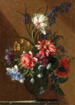 Купить от 117 грн. картину натюрморт: Цветы в стеклянной вазе на каменном выступе