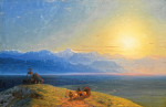 Купить картину пейзаж: Вид на Кавказ с горой Казбек вдали