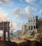 Городской пейзаж: Капричио с Аркой Константина и церковью Сан-Грегорио Магно-аль-Селио у гавани