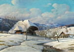 Зимний пейзаж с жилой дом на ферме в Шварцвальде