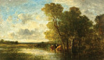 Репродукция картины пейзаж от 140 грн: Речной пейзаж с коровами