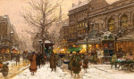 ₴ Репродукция городской пейзаж от 261 грн.: Уличная сцена в Париже зимой
