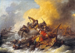 ₴ Картина батального жанра художника от 175 грн.: Битва на море между солдатами и восточными пиратами
