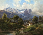 ₴ Репродукция картины пейзаж от 193 грн.: Партенкирхен в Баварии на рассвете