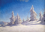 Зимний пейзаж с заснеженными елями