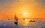Купить картину морской пейзаж: Флот при закате
