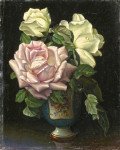 Натюрморт: Розы в синей вазе