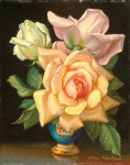 ₴ Репродукция натюрморт от 198 грн.: Белая, розовая и персиковая розы