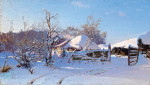 Пейзаж: Зимняя сцена в деревне