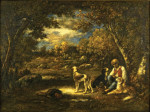 ₴ Репродукция пейзаж от 241 грн.: Мальчик с собаками в лесу