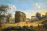 Городской пейзаж: Рим, вид Кампо Ваччино с аркой Септимия Севера и Храм Сатурна