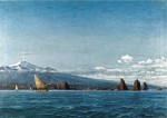 ⚓Репродукция морской пейзаж от 229 грн.: Парусные лодки на фоне Этны
