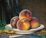 Натюрморт: Персики на белой тарелке
