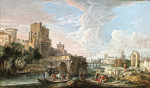 ₴ Репродукция картины пейзаж от 147 грн: Речной пейзаж с капричио, вид на Понто Ротто, Рим
