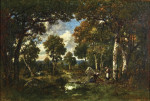 Купить картину пейзаж художника от 166 грн: Лесная поляна, камни и собиратели хвороста