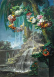 ₴ Репродукция натюрморт от 268 грн.: Наружная сцена с навесными потоками в бассейне, с гирляндами цветов и акведуком в отдалении