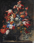 ₴ Репродукция натюрморт от 242 грн.: Тюльпаны, вьюнок и другие цветы в вазе