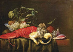 ₴ Репродукция натюрморт от 301 грн.: Омар, фрукты, серебрянная тацца и другие объекты