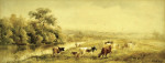 ₴ Репродукция пейзаж от 165 грн.: Коровы в деревенском пейзаже