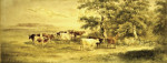 ₴ Репродукция пейзаж от 165 грн.: Коровы в деревенском пейзаже
