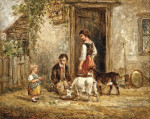 ₴ Картина бытового жанра художника от 253 грн.: Дети играющие с козами