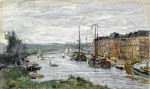 Купить картину городской пейзаж: Пришвартованые лодки на канале, Схевенинген