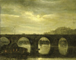 Купить картину городской пейзаж: Вид моста через Сену в Париже в лунном свете