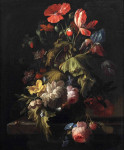 ₴ Репродукция натюрморт от 232 грн.: Цветы в вазе на каменном выступе с улиткой