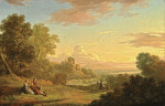 ₴ Репродукция пейзаж от 211 грн.: Воображаемый пейзаж с путешественником и фигурами, с видом на залив Байи