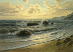 Купить картину морской пейзаж: Закат над берегом