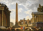 ₴ Картина городской пейзаж художника от 229 грн.: Вид Рима с древними руинами и Фламинским обелиском