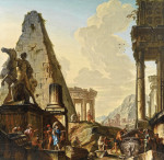 ₴ Картина городской пейзаж художника от 301 грн.: Архитектурное каприччио с Александром на гробнице Ахила