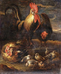 Купить картину натюрморт: Петух с курицами и цыплятами