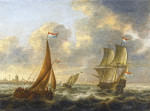 Купить картину морской пейзаж: Торговое судно, адмиральский барк и другие мелкие суда в неспокойных водах