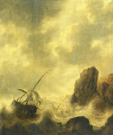 Купить картину морской пейзаж: Кораблекрушение возле скалистого берега