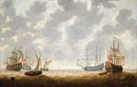 Купить картину морской пейзаж: Четыре галлейных фрегата и два малых судна в неспокойном море