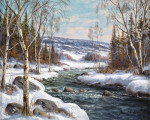 Купить репродукцию картины: Зимний пейзаж с ручьем