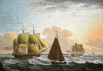 Купить картину морской пейзаж: Английский военный корабль "Амазон" и военный кораблль "Каролина" в сильный бриз на Норе