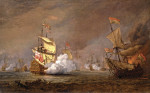 ₴ Репродукция батального жанра от 205 грн.: Морское сражение англо-голландской войны
