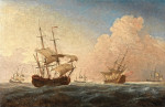 ⚓Репродукція морський краєвид від 211 грн.: Англійські військові кораблі в вітерець у відкритому морі