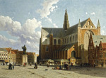 Картина городской пейзаж художника от 180 грн.: Вид на площадь Гроте-Маркт с церковью Святого Бавона, Харлем