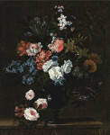 Купить натюрморт художника от 196 грн.: Цветы в вазе размещенные на каменном выступе