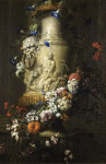₴ Репродукция натюрморт от 221 грн.: Мраморная ваза с гирляндой цветов
