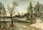 ₴ Репродукция пейзаж от 223 грн.: Река в зимнем лесу