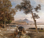 ₴ Репродукция пейзаж от 271 грн.: Вечернее настроение в Неаполитанском заливе, на фоне горы Везувий