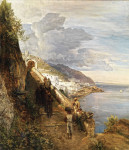 ₴ Купить картину пейзаж художника от 174 грн: Побережье Амальфи с лестницей в монастырь капуцинов