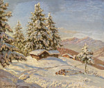 Купить от 116 грн. картину пейзаж: Горные домики под снегом