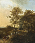 Купить от 104 грн. картину бытовой жанр: Скалистый пейзаж с кавалерийской стычкой